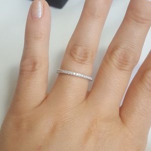 Sterling Silver Simulated Diamond Wedding Band